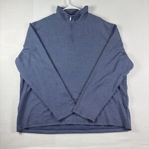 IZOD Mens XXL Blue Micro Stripe Quarter Zip Pullover Sweater Mock Neck Long Sl
